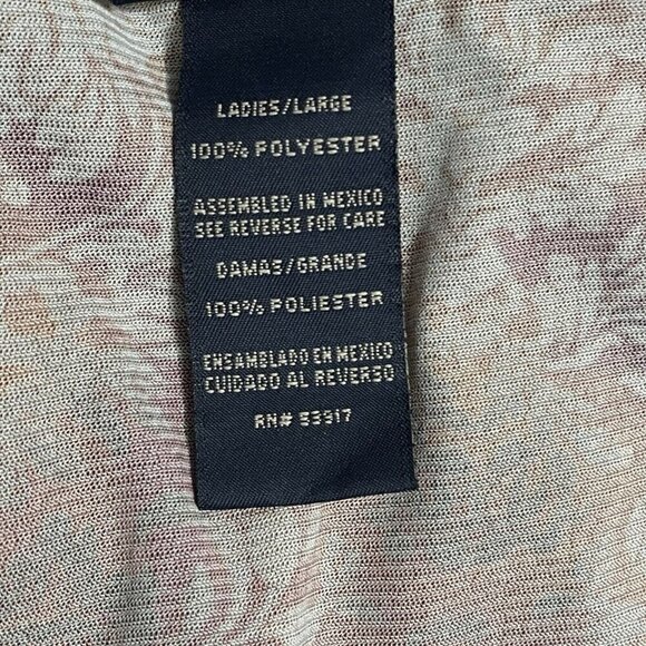 Route 66 Blouse Size Large Bell Sleeves V-Neck Side Slit Semi Sheer Lightweight - Picture 9 of 9